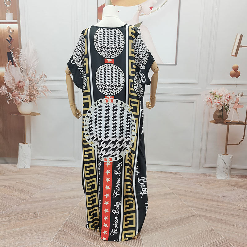 Fashion Women Muslim Dress Short Sleeve Princess Dress