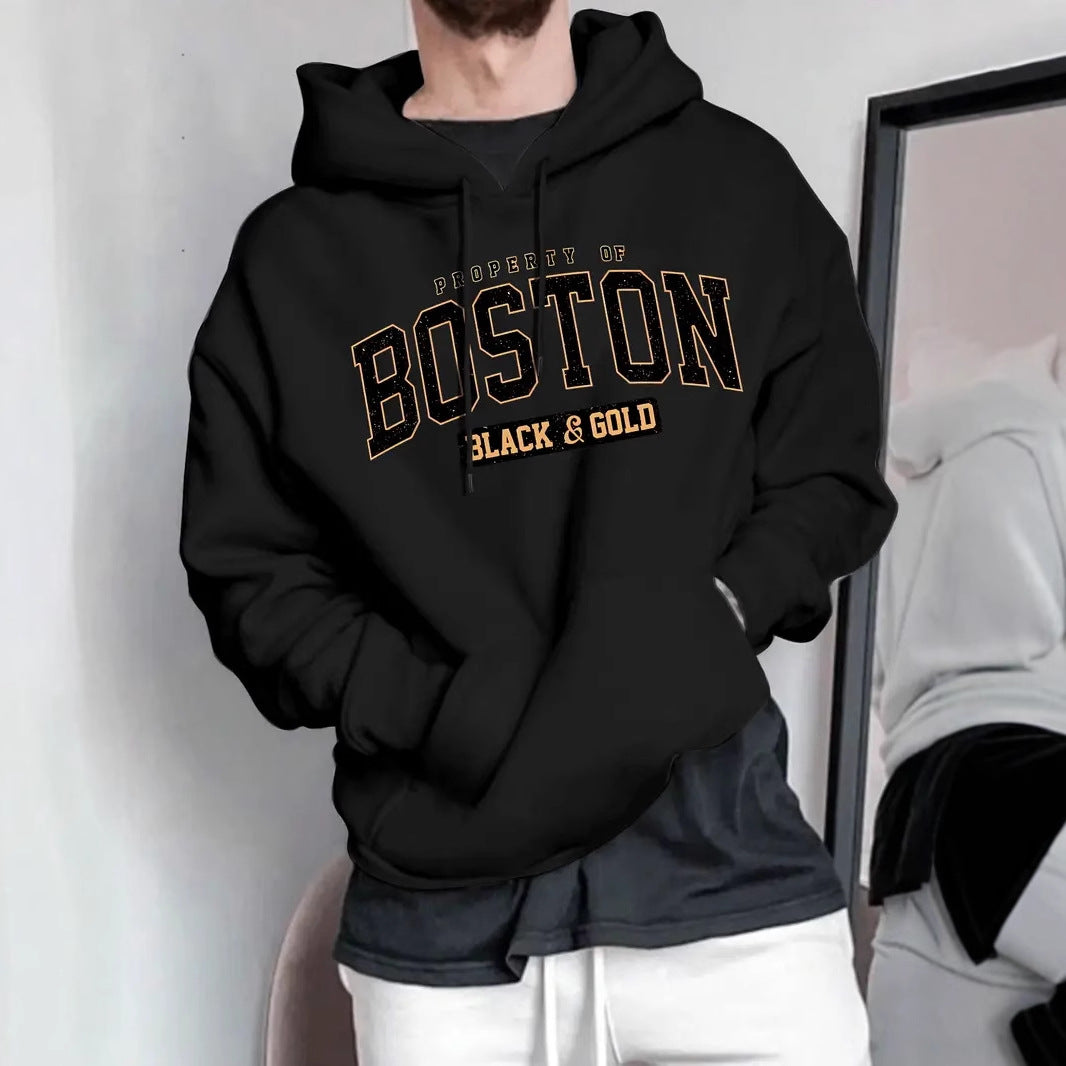 Fashionable 3d letter-printed hooded sweatshirt