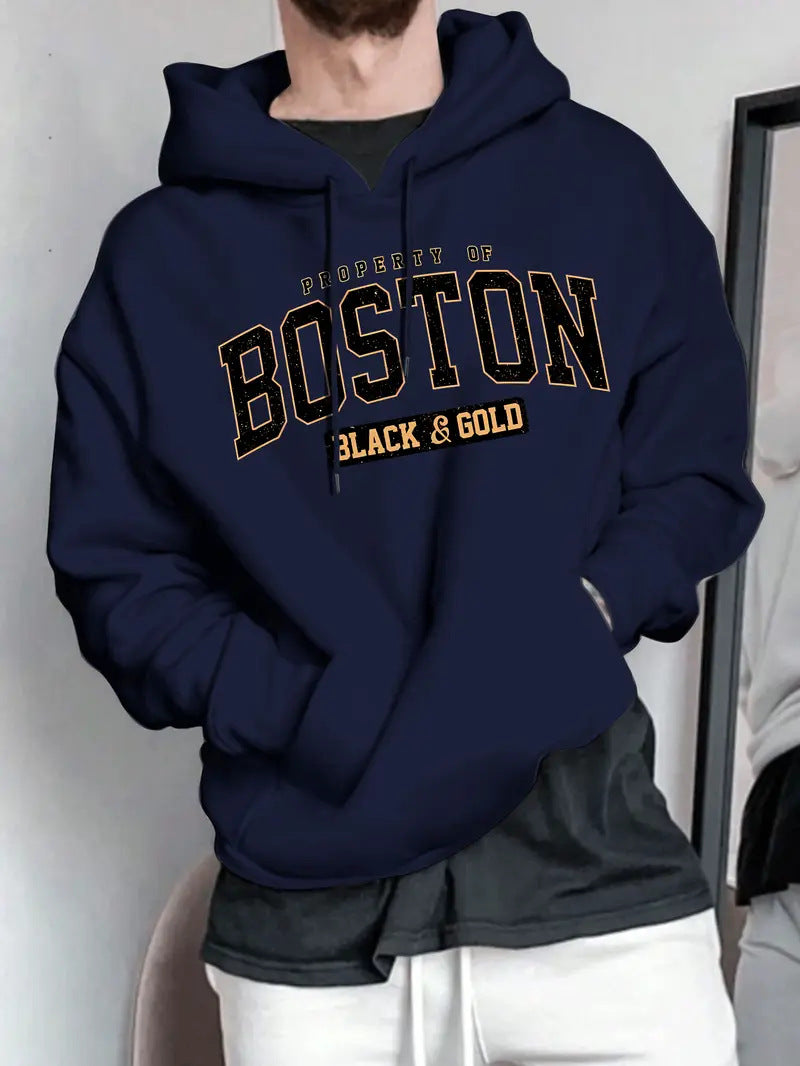 Fashionable 3d letter-printed hooded sweatshirt