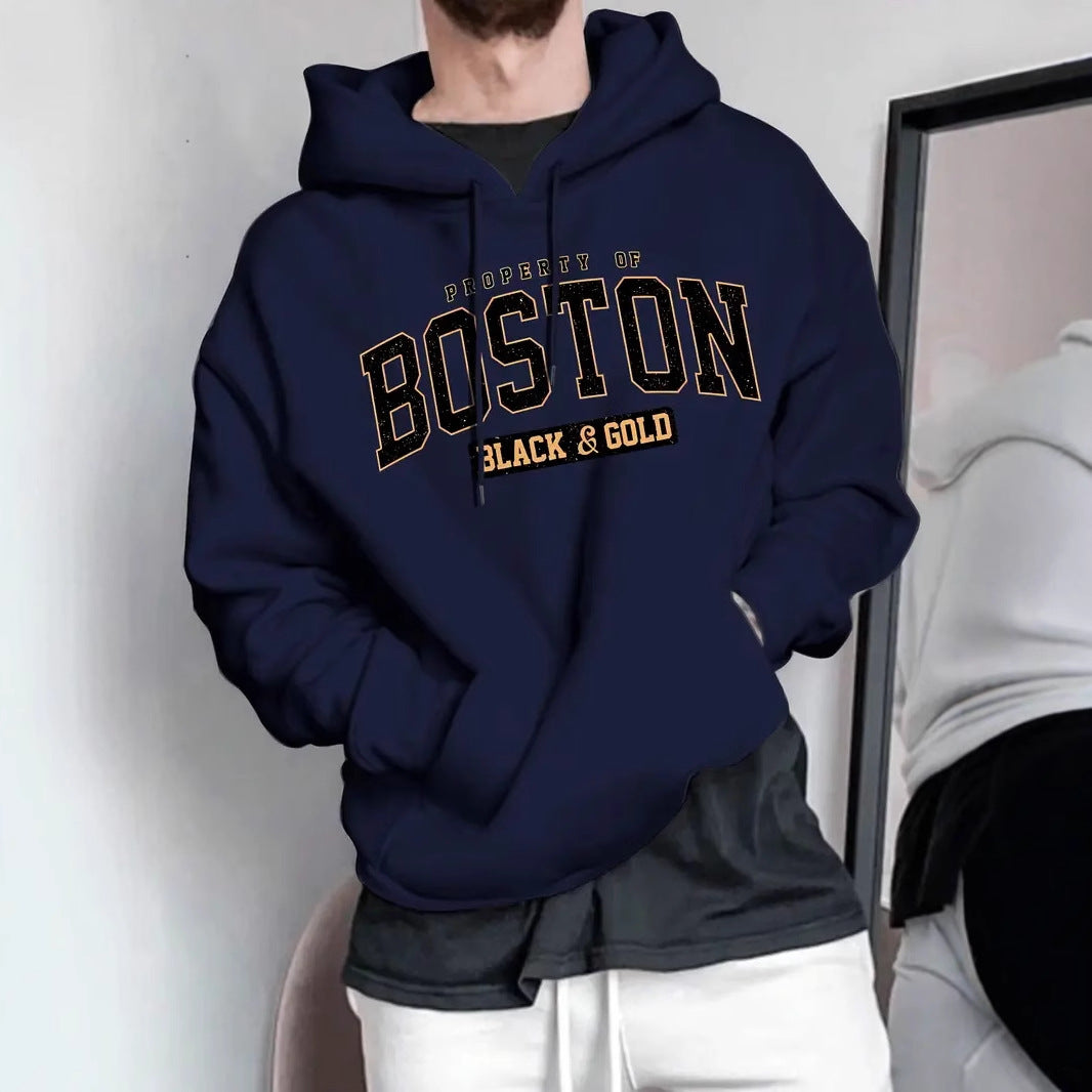 Fashionable 3d letter-printed hooded sweatshirt