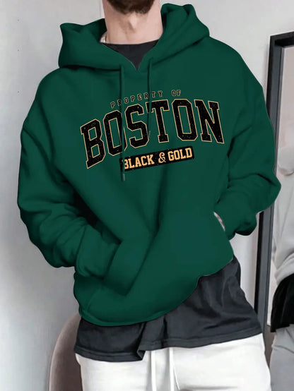 Fashionable 3d letter-printed hooded sweatshirt