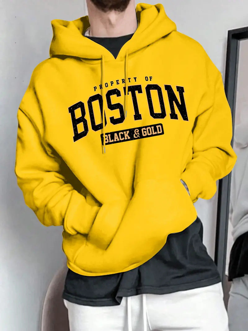 Fashionable 3d letter-printed hooded sweatshirt