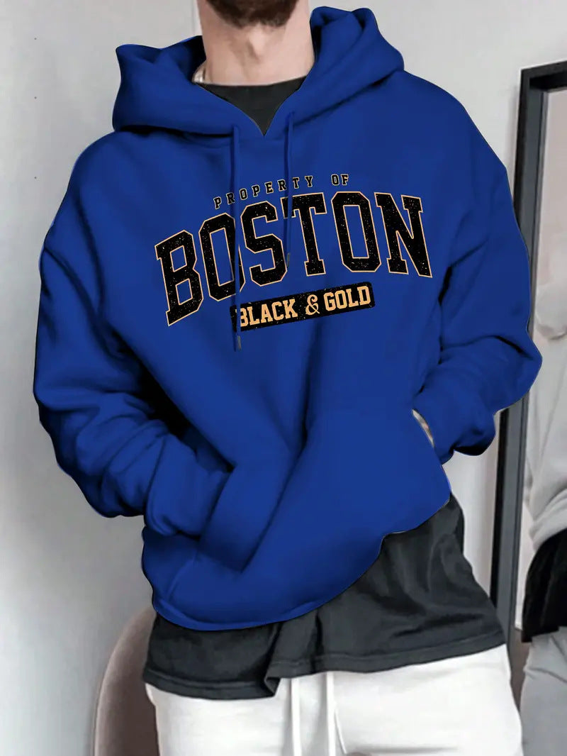 Fashionable 3d letter-printed hooded sweatshirt
