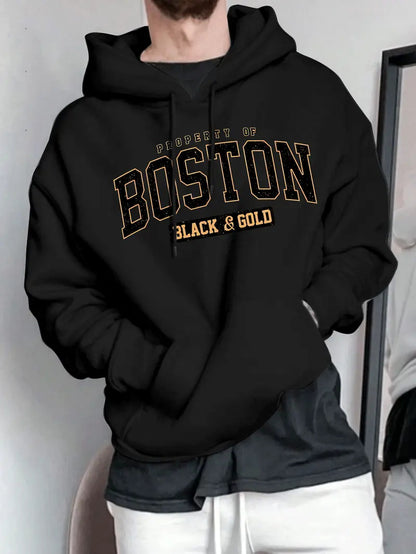 Fashionable 3d letter-printed hooded sweatshirt