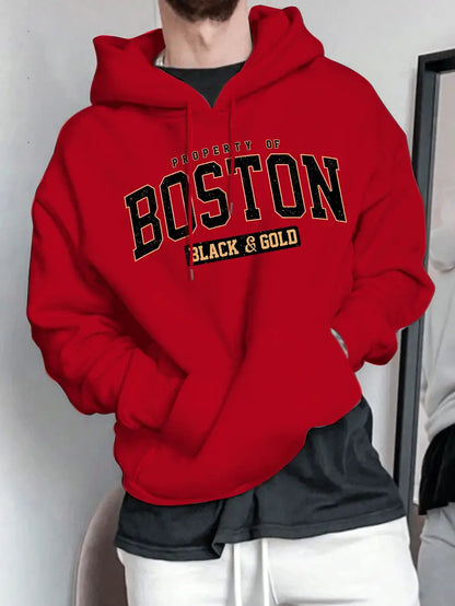 Fashionable 3d letter-printed hooded sweatshirt