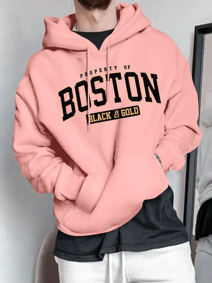 Fashionable 3d letter-printed hooded sweatshirt