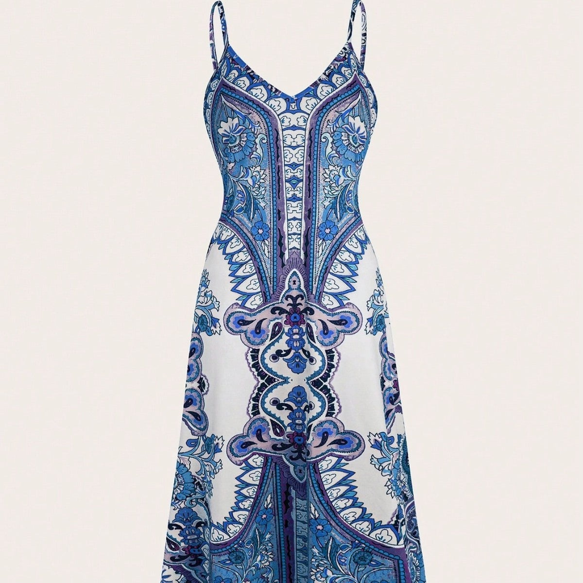 Fashionable and casual women's clothing printed halter long dress with a big swing