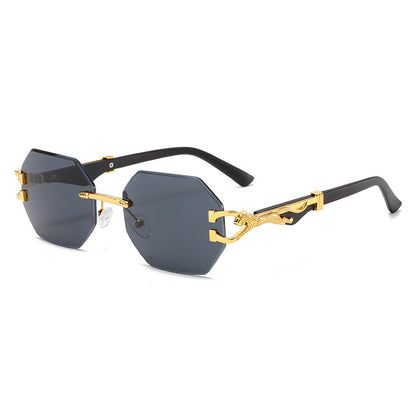 fashionable and retro wood-grain leopard sunglasses