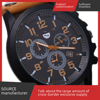 Fashionable and simple business belt quartz watch for men