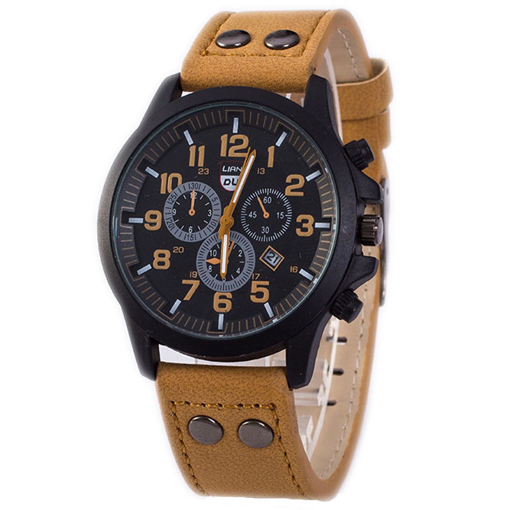 Fashionable and simple business belt quartz watch for men