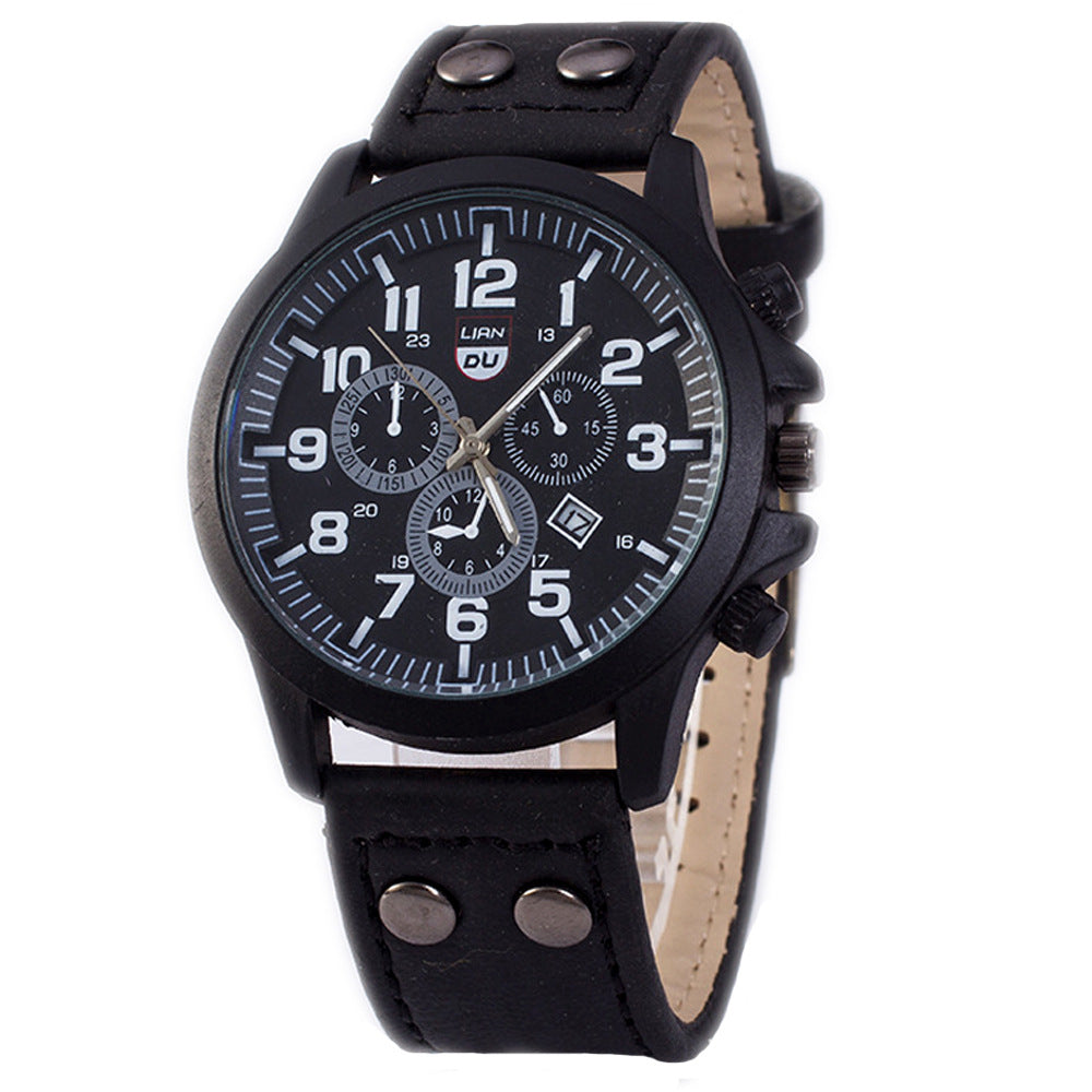 Fashionable and simple business belt quartz watch for men