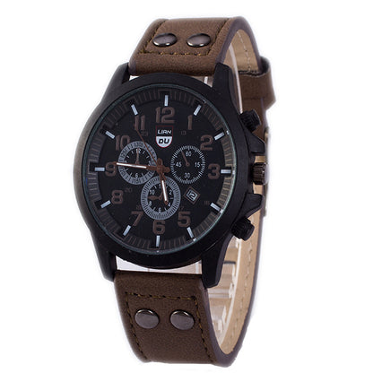 Fashionable and simple business belt quartz watch for men