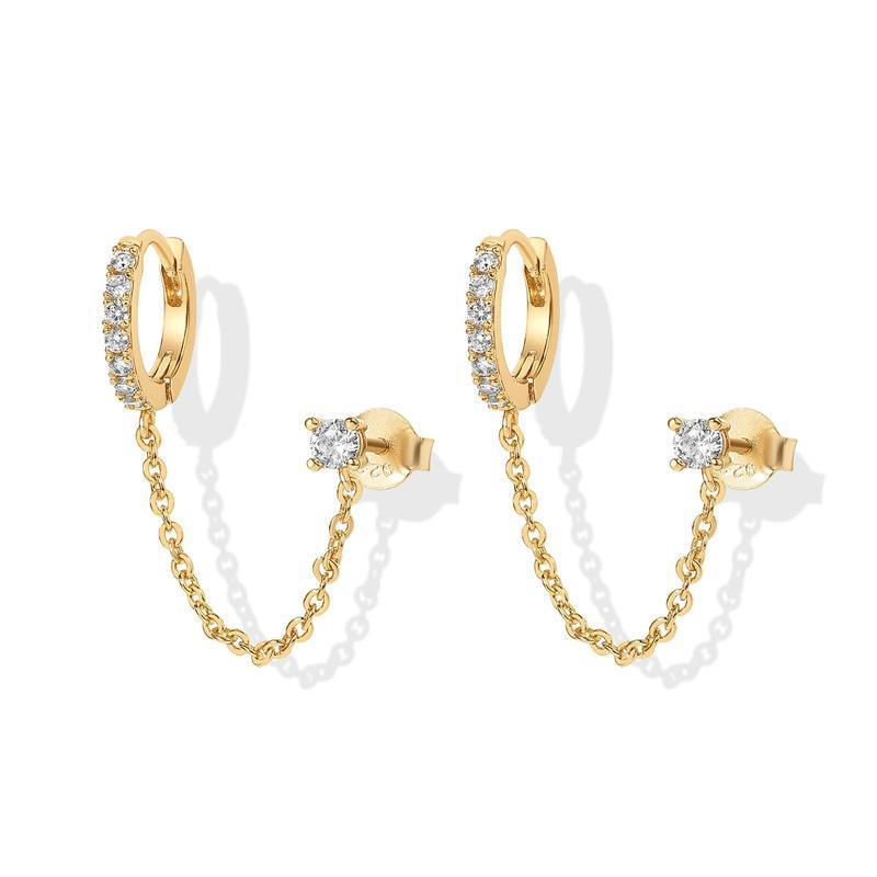Fashionable and versatile single-row diamond-encrusted stud earrings