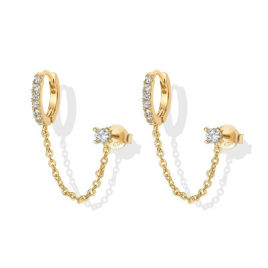 Fashionable and versatile single-row diamond-encrusted stud earrings