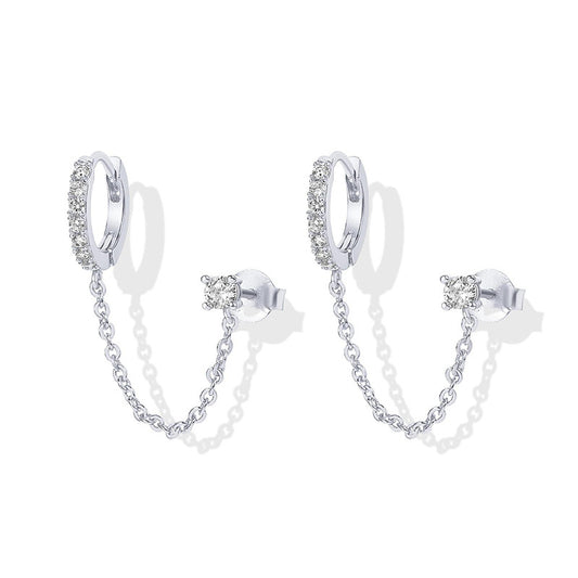 Fashionable and versatile single-row diamond-encrusted stud earrings