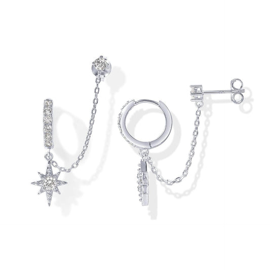Fashionable and versatile single-row diamond-encrusted stud earrings