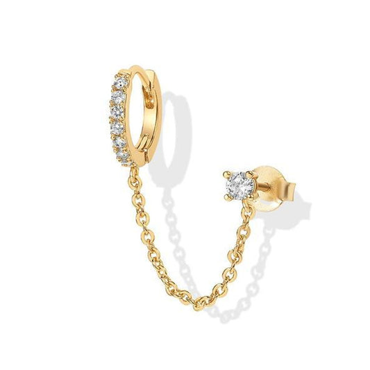 Fashionable and versatile single-row diamond-encrusted stud earrings