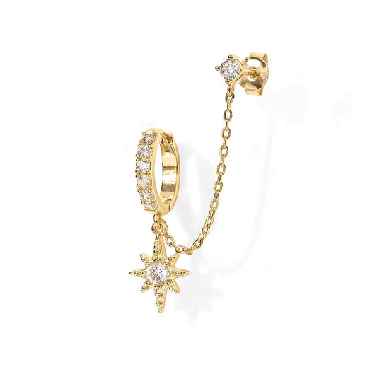 Fashionable and versatile single-row diamond-encrusted stud earrings