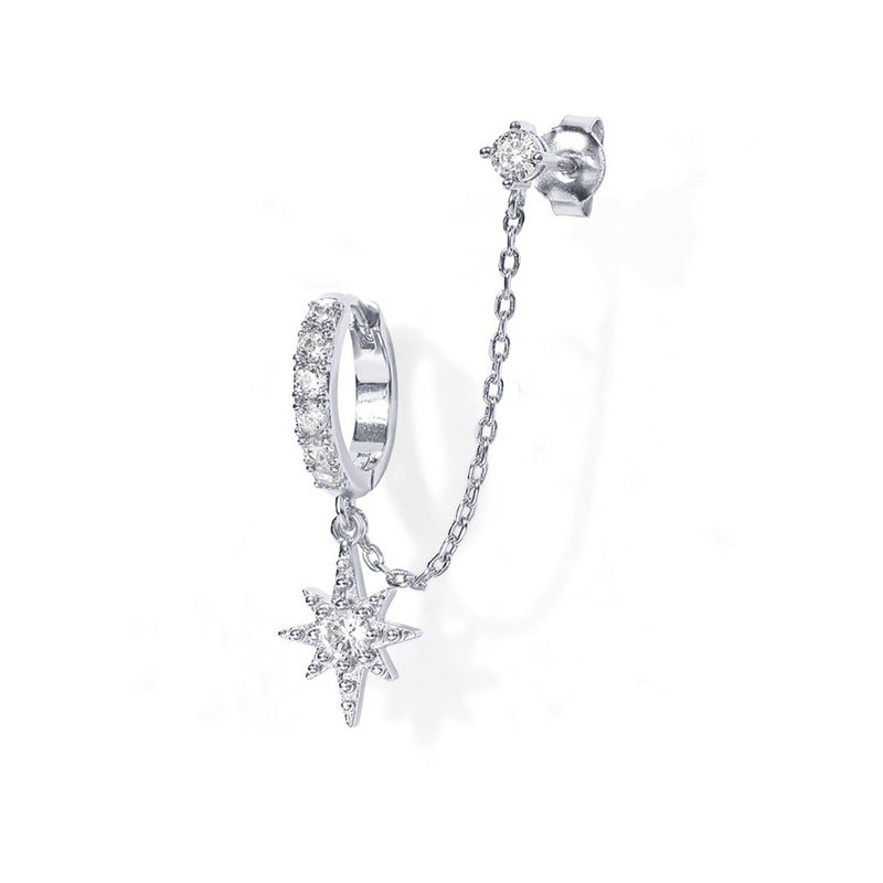Fashionable and versatile single-row diamond-encrusted stud earrings