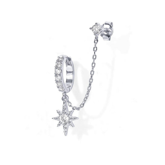 Fashionable and versatile single-row diamond-encrusted stud earrings