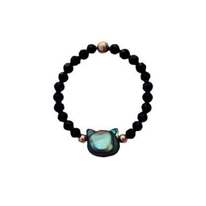 Fashionable Black Spinel Cat Ring with Freshwater Shell