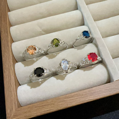 Fashionable Colorful Zircon Crystal Rings