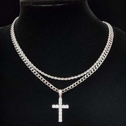 Fashionable double-layered cross necklace