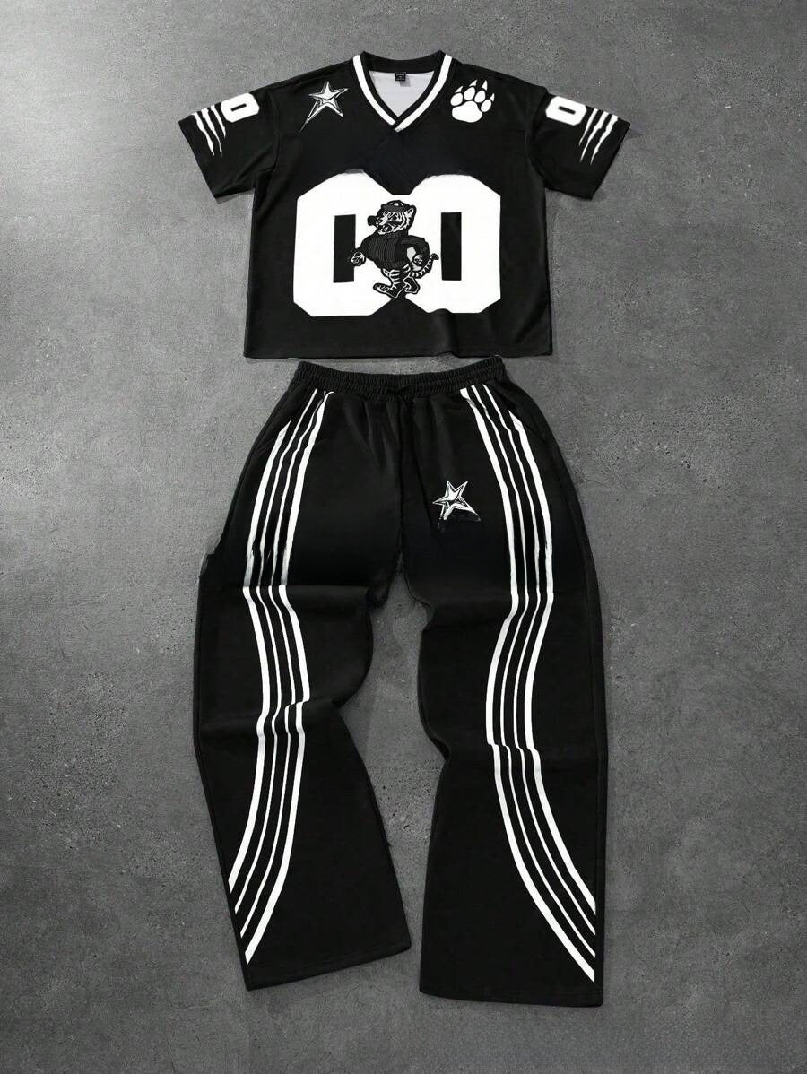 Fashionable high street printed sports outfit