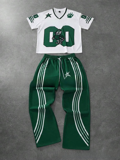 Fashionable high street printed sports outfit