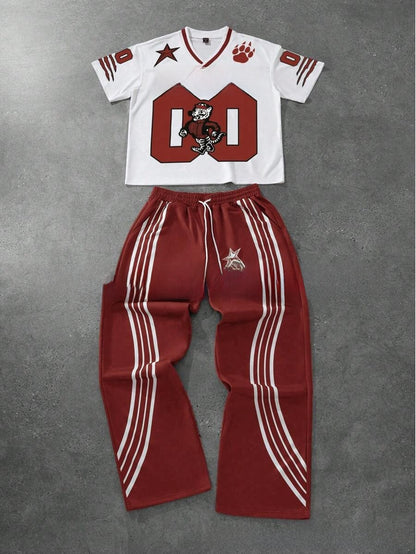 Fashionable high street printed sports outfit