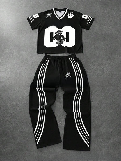 Fashionable high street printed sports outfit