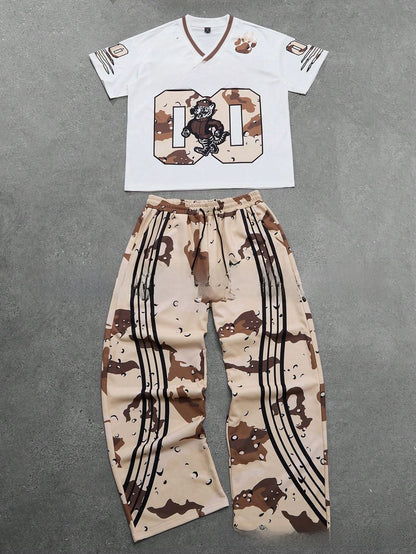 Fashionable high street printed sports outfit