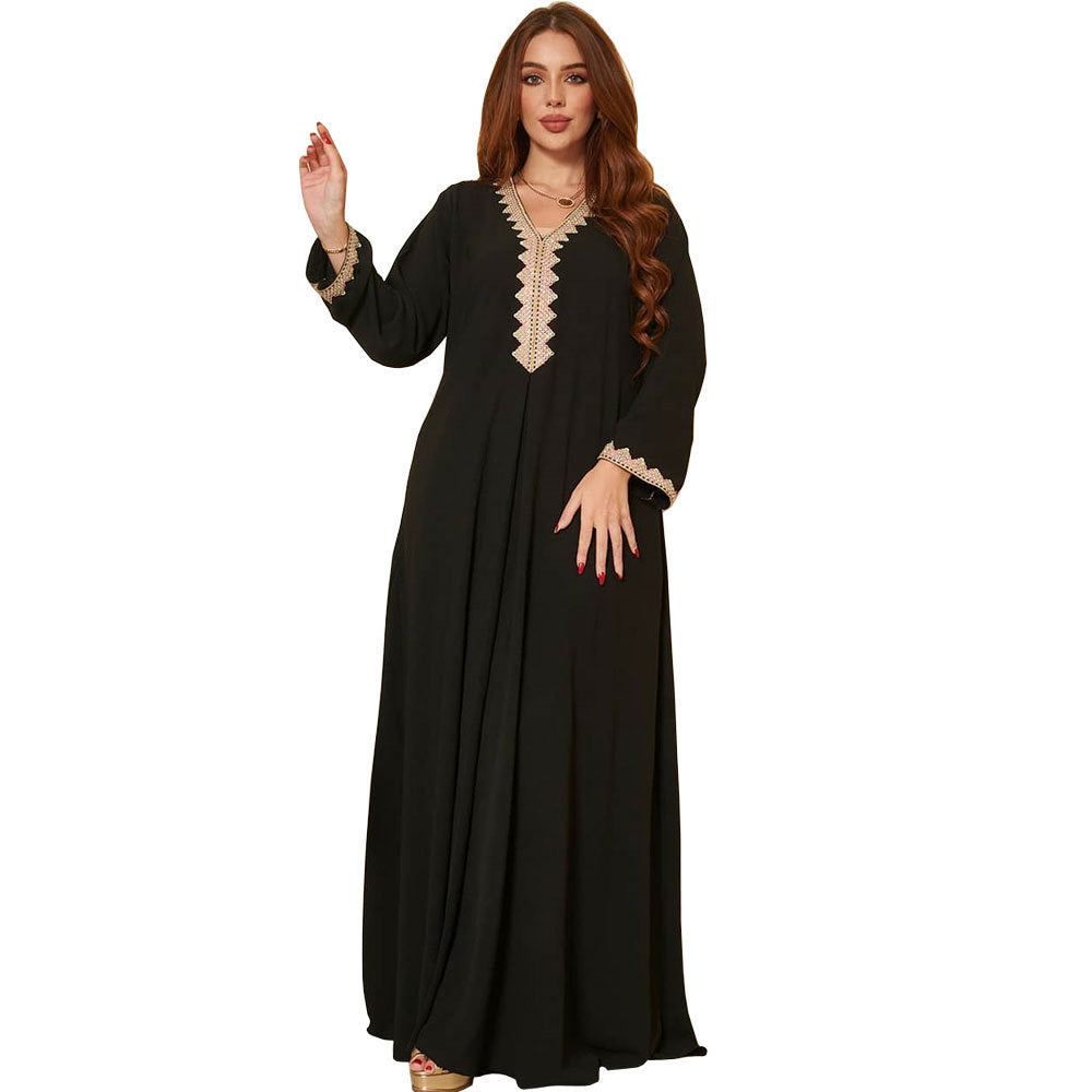 Fashionable lace European and American ethnic style big swing dress
