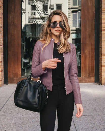 Fashionable leather jackets for women in autumn and winter
