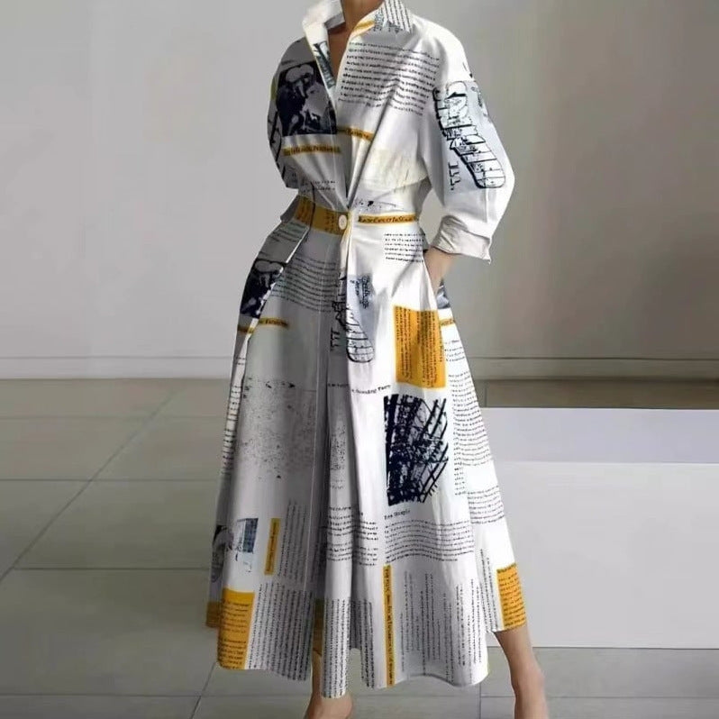 Fashionable loose dress with a wide hem