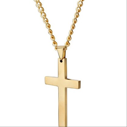 Fashionable Men's Cross Necklace – Stainless Steel Chain Cross Pendant