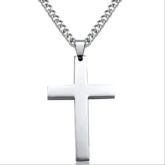 Fashionable Men's Cross Necklace – Stainless Steel Chain Cross Pendant