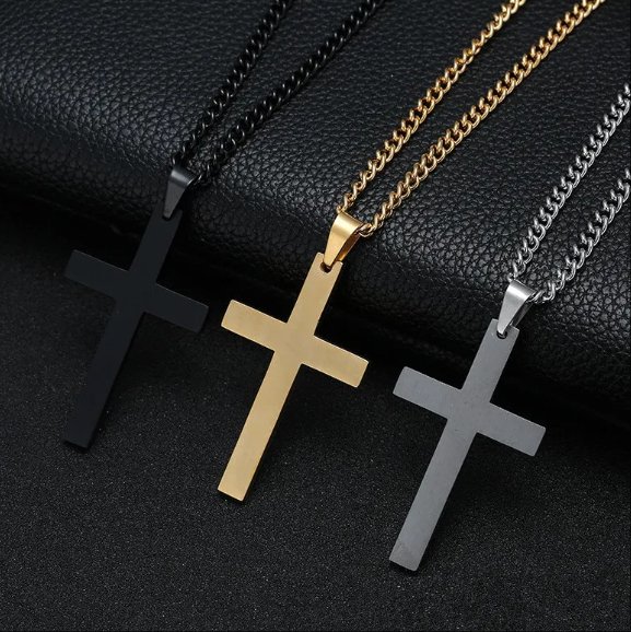 Fashionable Men's Cross Necklace – Stainless Steel Chain Cross Pendant