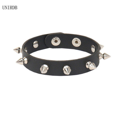 Fashionable punk gothic skull studded leather bracelet