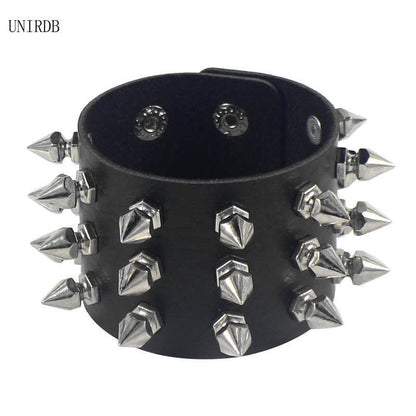 Fashionable punk gothic skull studded leather bracelet