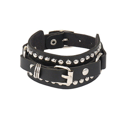 Fashionable punk gothic skull studded leather bracelet
