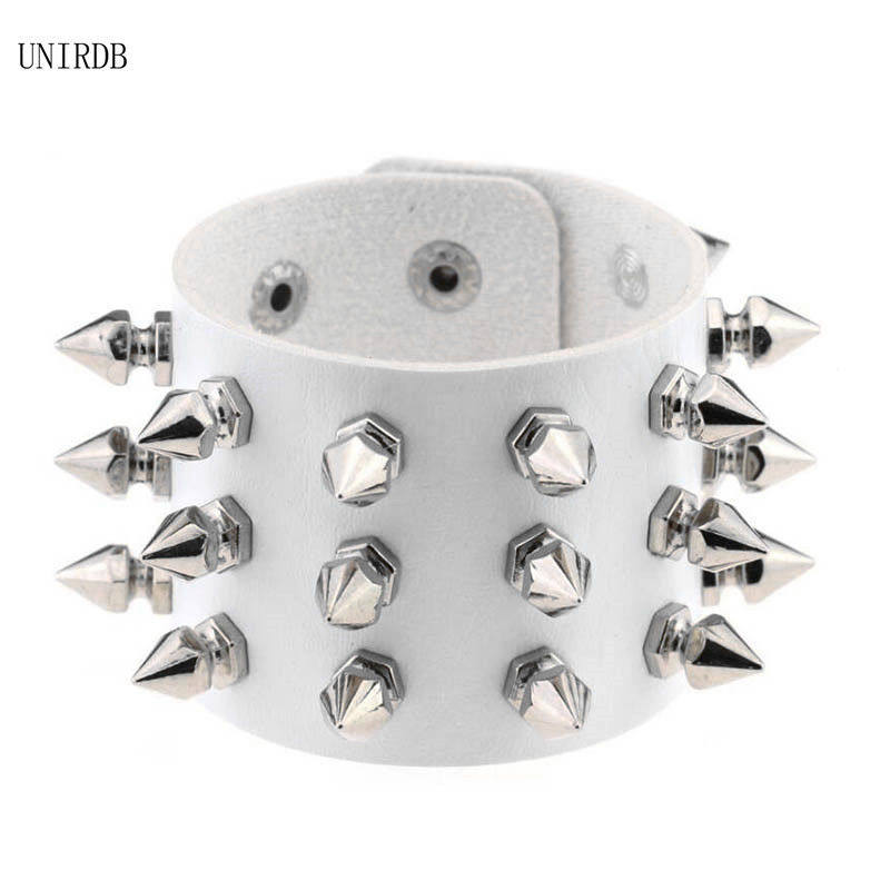 Fashionable punk gothic skull studded leather bracelet