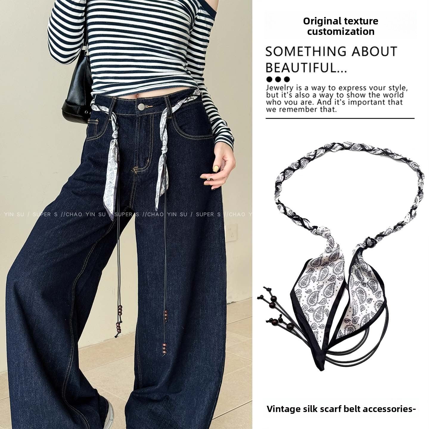 Fashionable Silk Scarf Waist Belt
