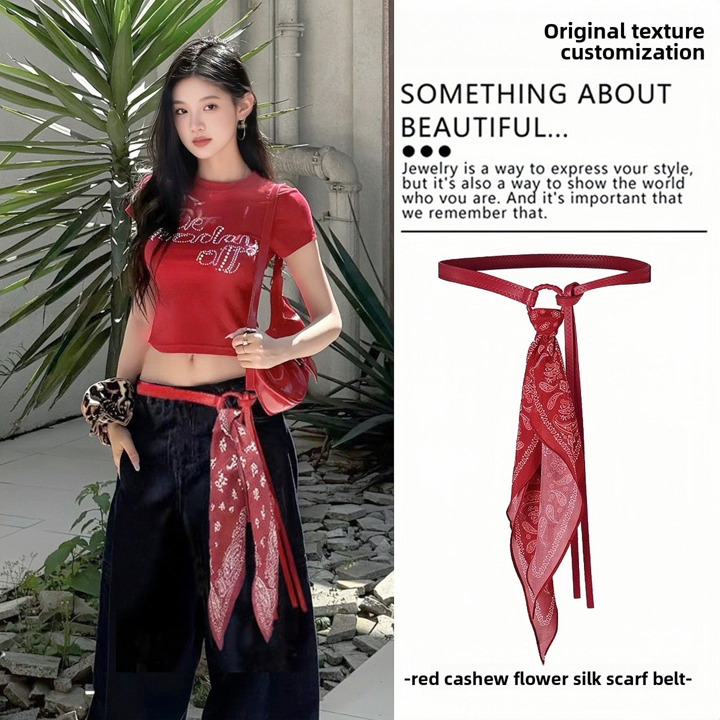 Fashionable Silk Scarf Waist Belt
