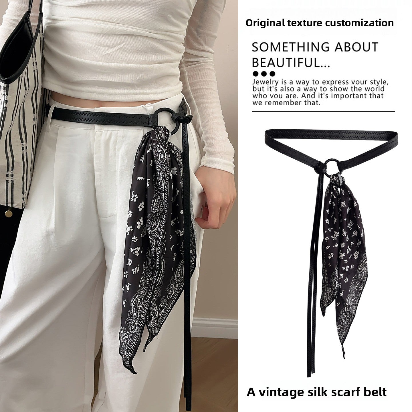 Fashionable Silk Scarf Waist Belt