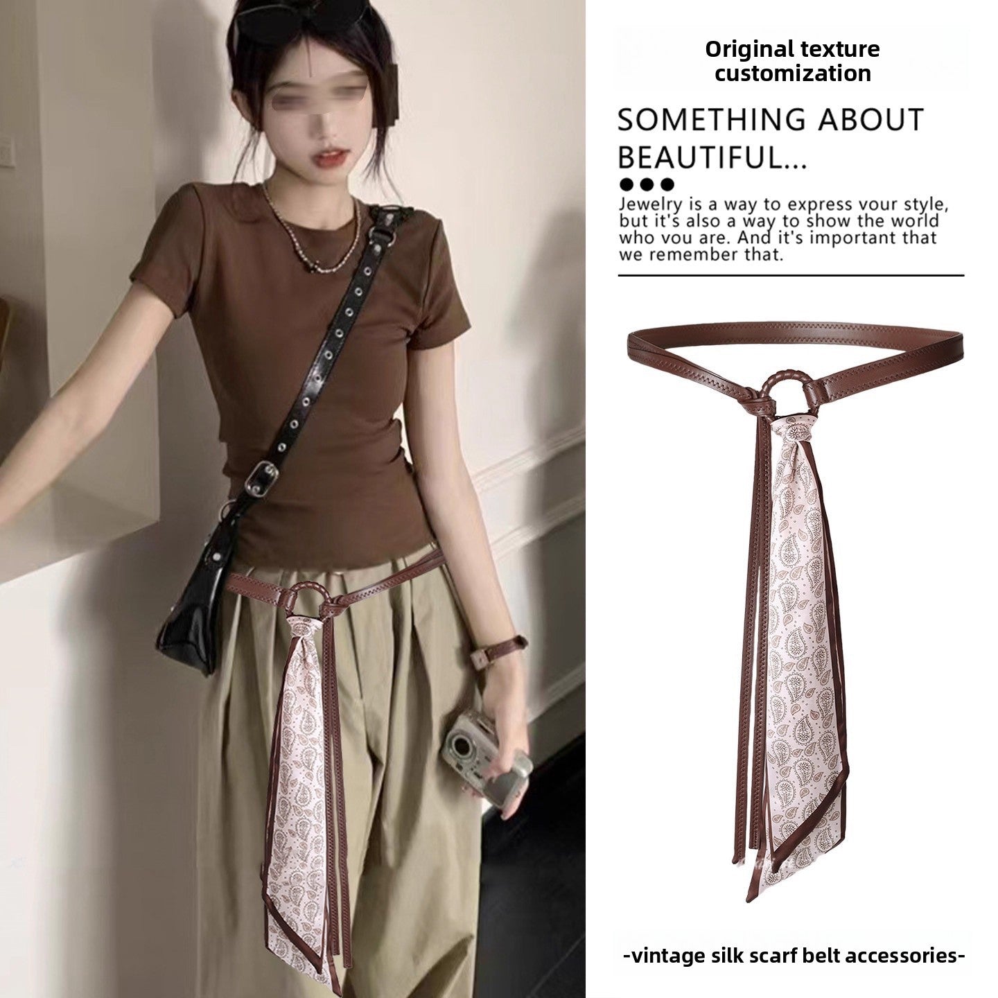 Fashionable Silk Scarf Waist Belt