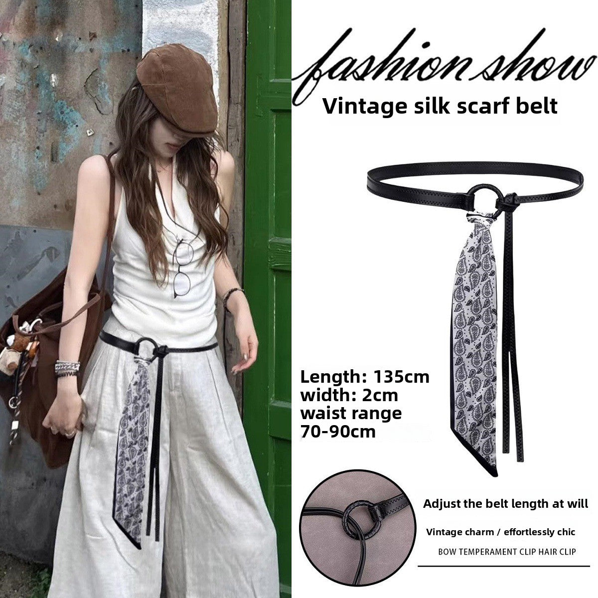 Fashionable Silk Scarf Waist Belt