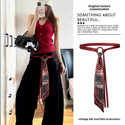 Fashionable Silk Scarf Waist Belt