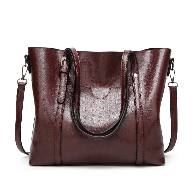 Fashionable soft leather casual women's handbag