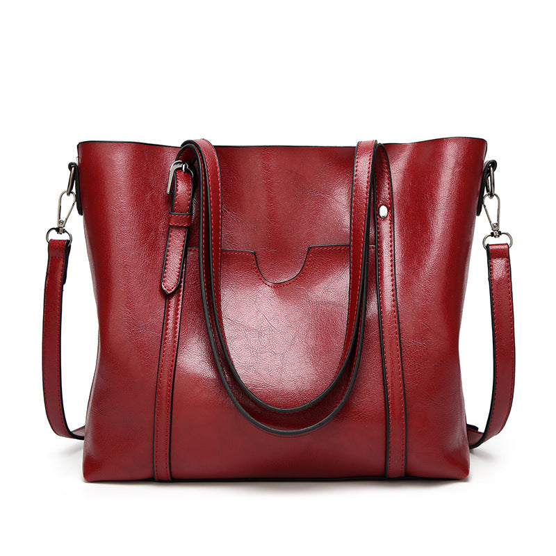 Fashionable soft leather casual women's handbag
